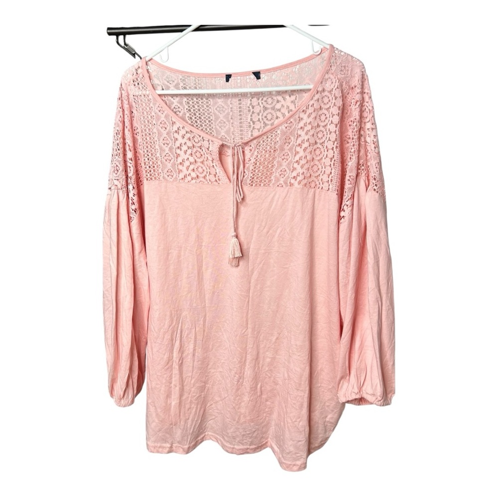 Ralph Lauren Peasant Blouse Top Women's 3X Lace Cottagecore Boho Bohemian Hippie